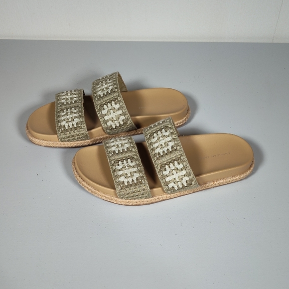 American Eagle Outfitters Shoes - American Eagle sage green crochet slide sandals 6